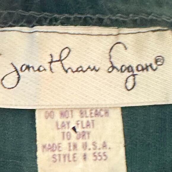 Vintage Jonathan Logan Ribbed Velour Top Shirt Size Large Green Holiday USA - Picture 5 of 5